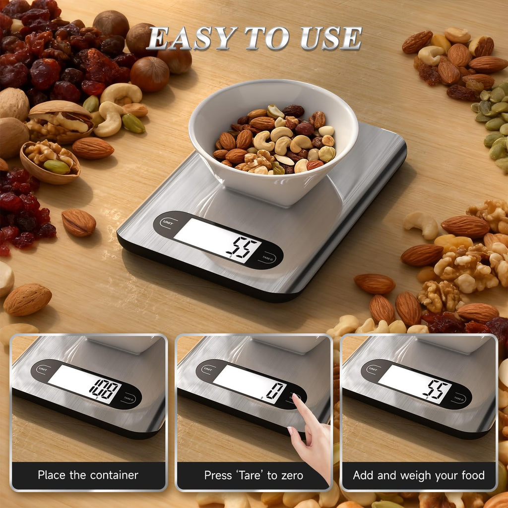 Digital Kitchen Scale 17 Pounds Capacity Stainless Steel W2188