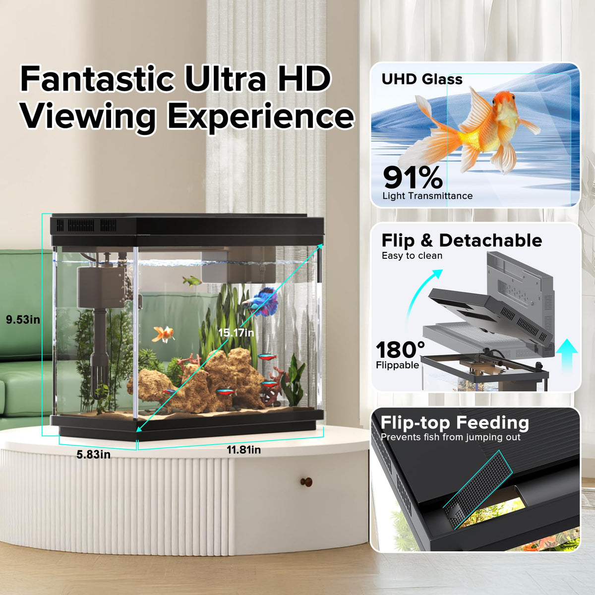 2.4-Gallon Aquarium Starter Kit with Quiet Pump O653347