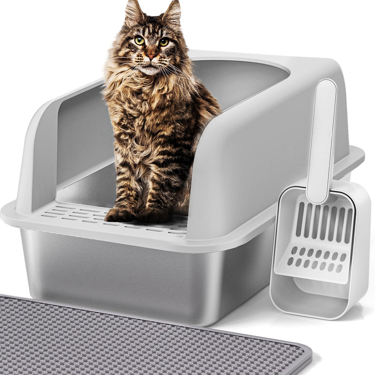 Stainless Steel Cat Litter Box with Lid J756414
