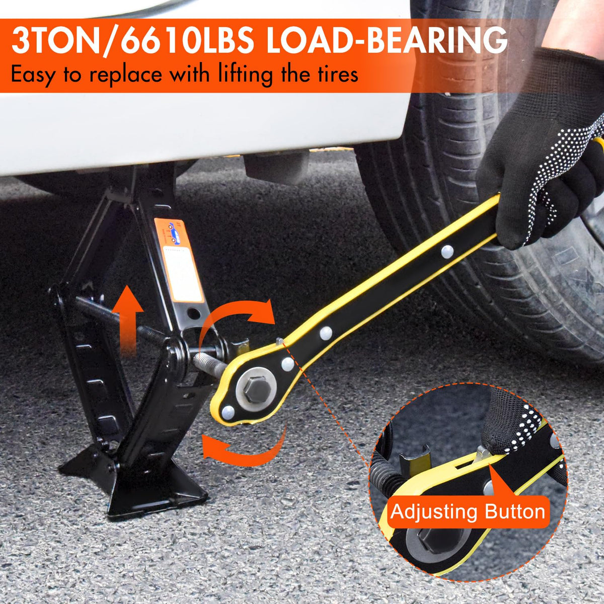 Scissor Car Jack 3 Ton Tire Changing Kit with Lug Wrench U78595