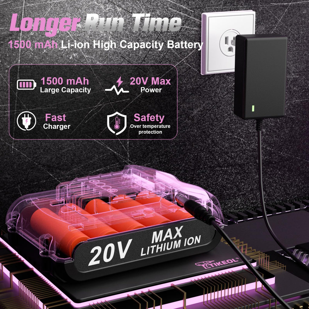 20V Cordless Pink Drill Set with Battery & Charger Q31148