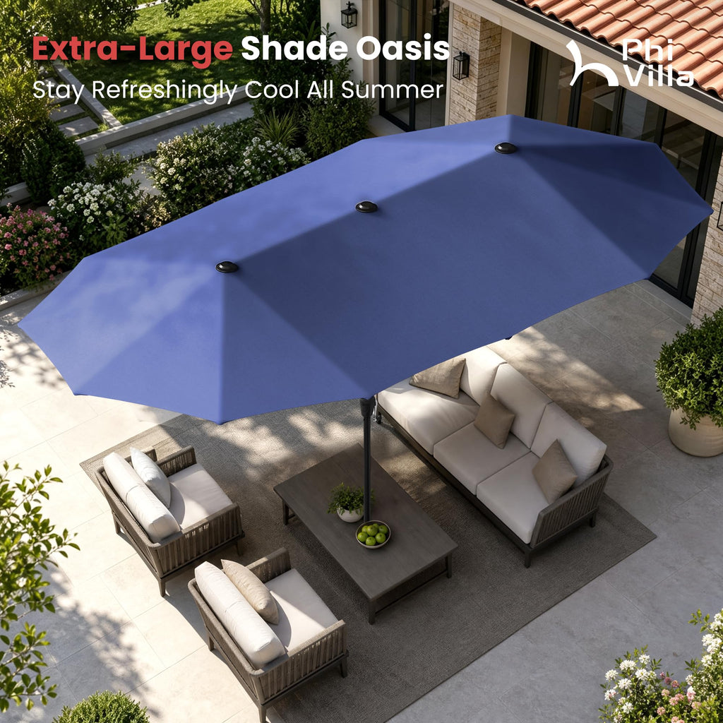 13ft Navy Rectangle Outdoor Patio Umbrella Q901300