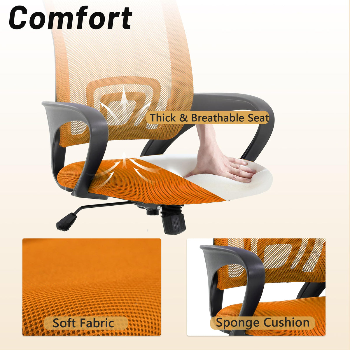 Orange Mesh Ergonomic Office Chair with Lumbar Support Y5697