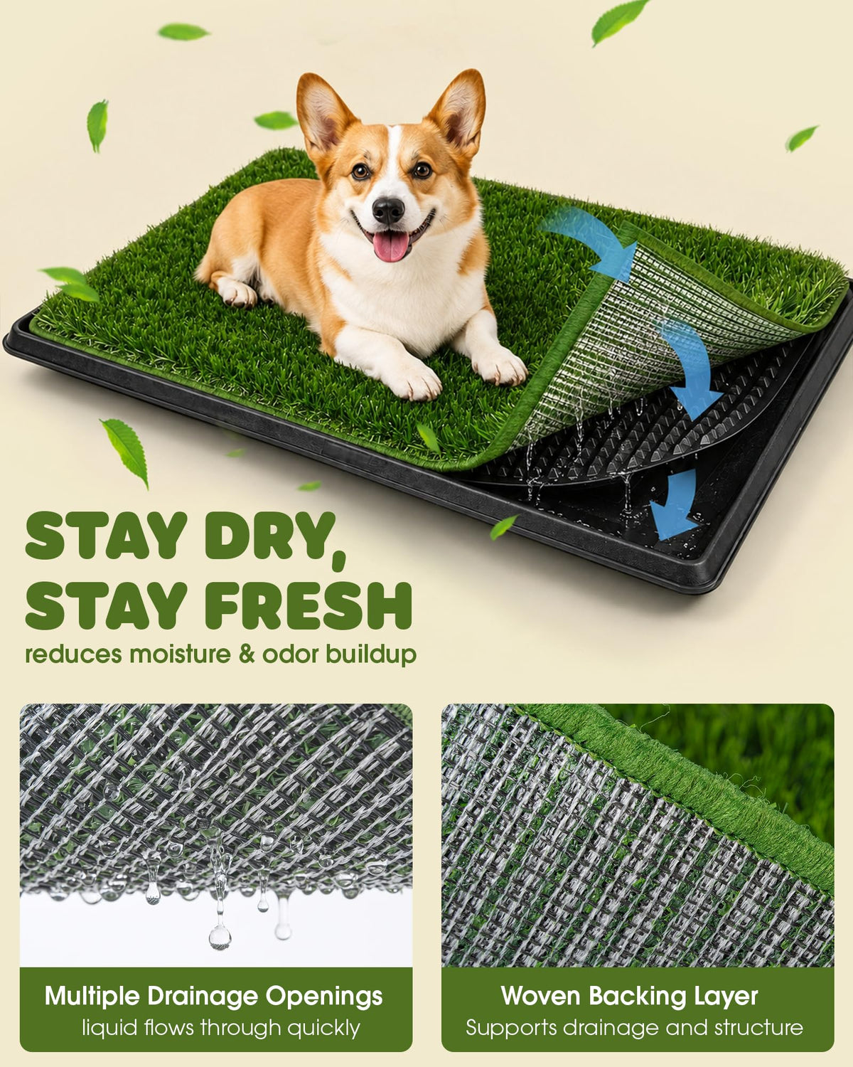 3 Layer Dog Grass Pad with Tray 30" x 20" I964068