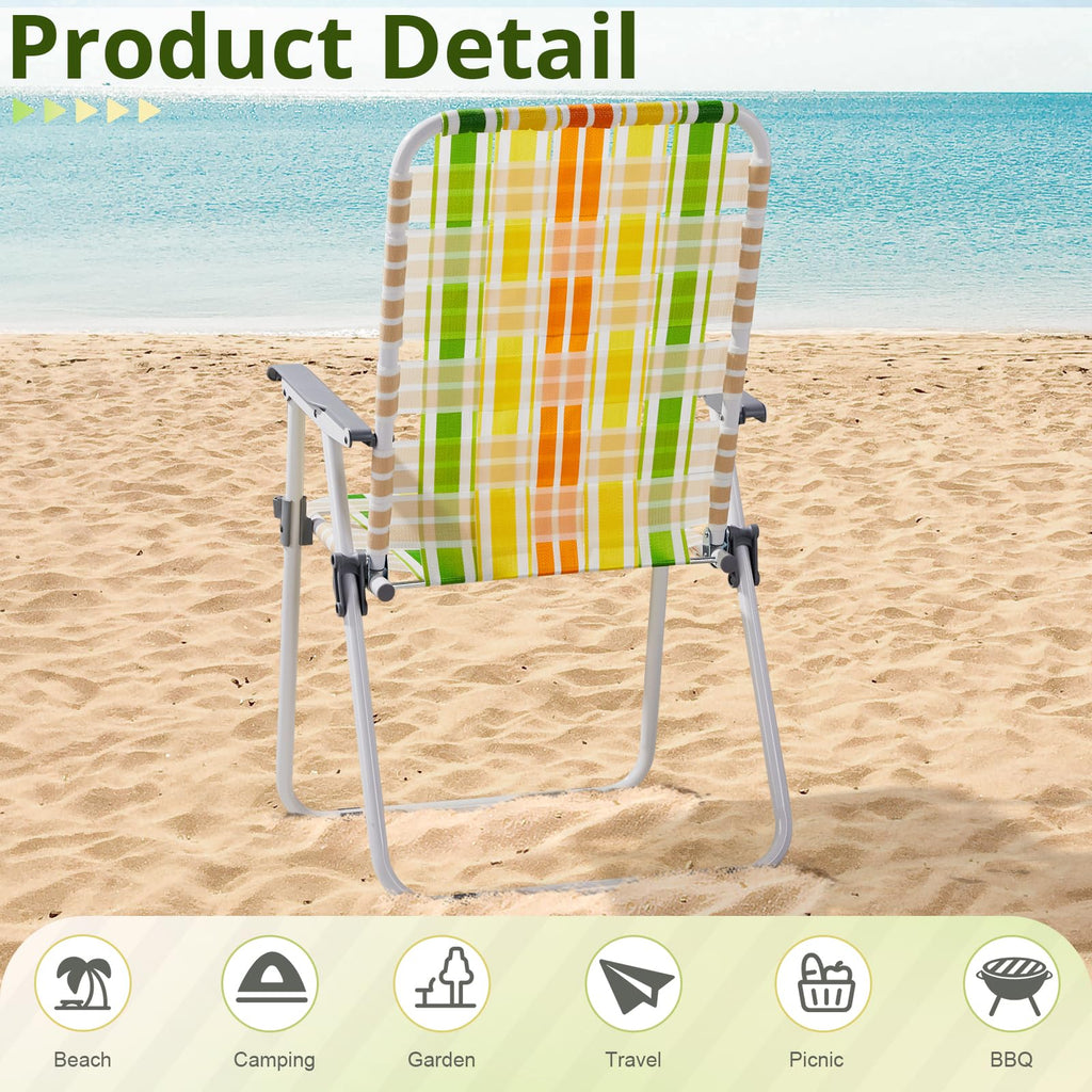 2 Pack Green Foldable Beach Chairs I495777