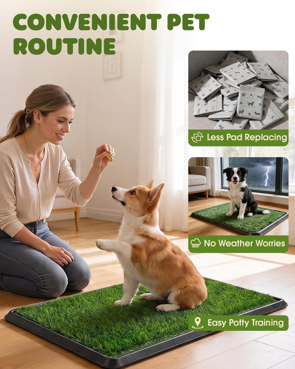 3 Layer Dog Grass Pad with Tray 30" x 20" I964068