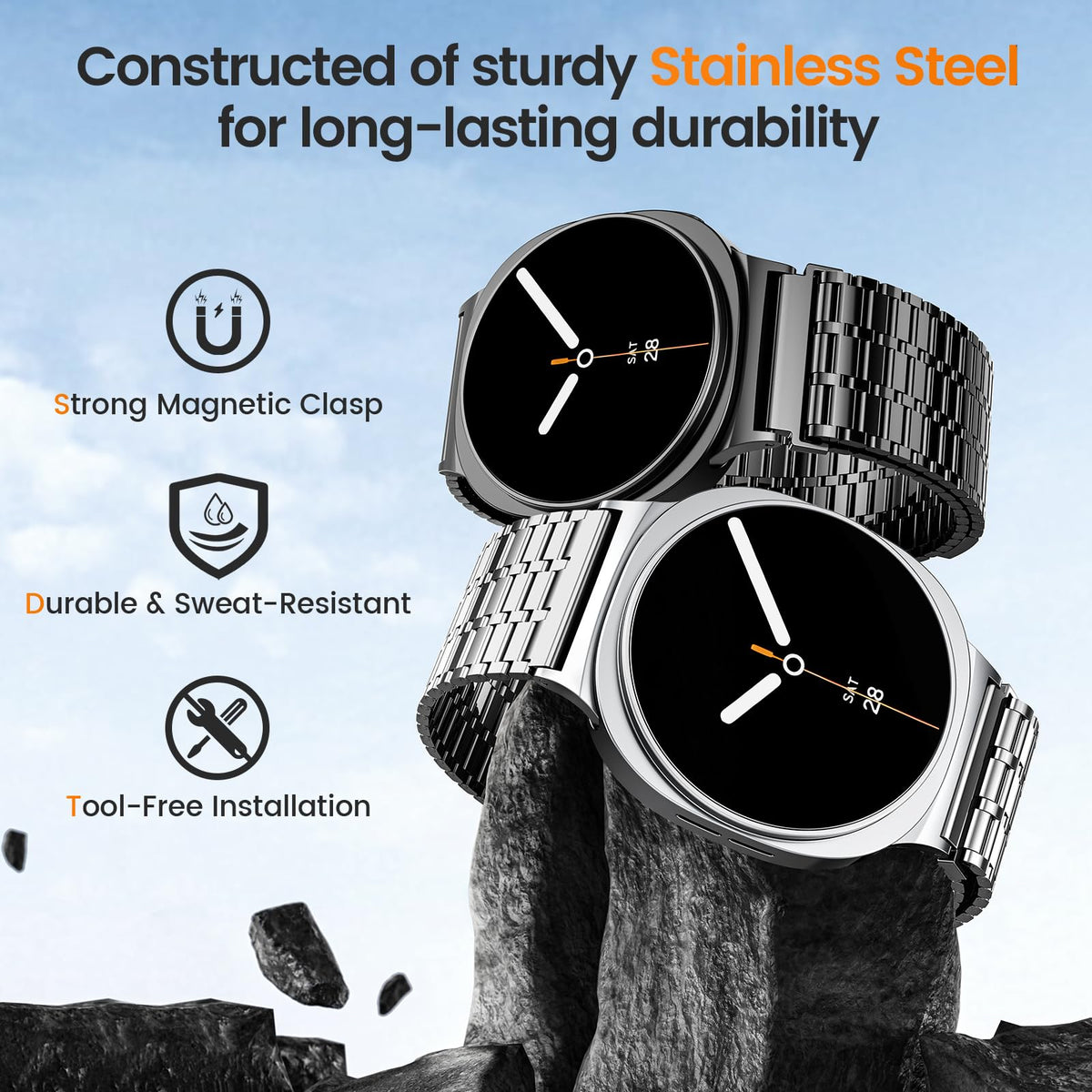 Magnetic Metal Band for Galaxy Watch 9 8 40mm 44mm/8 Classic 46mm H962