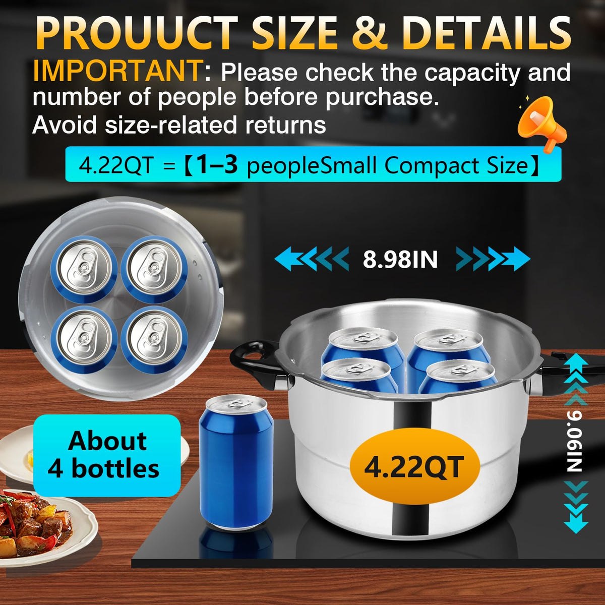 4.23 Quart Aluminum Stovetop Pressure Cooker Q603
