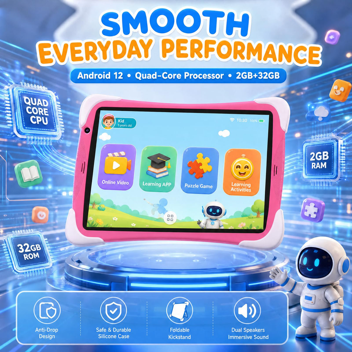 Kids Tablet 10Inch Android with Shockproof Case G66571
