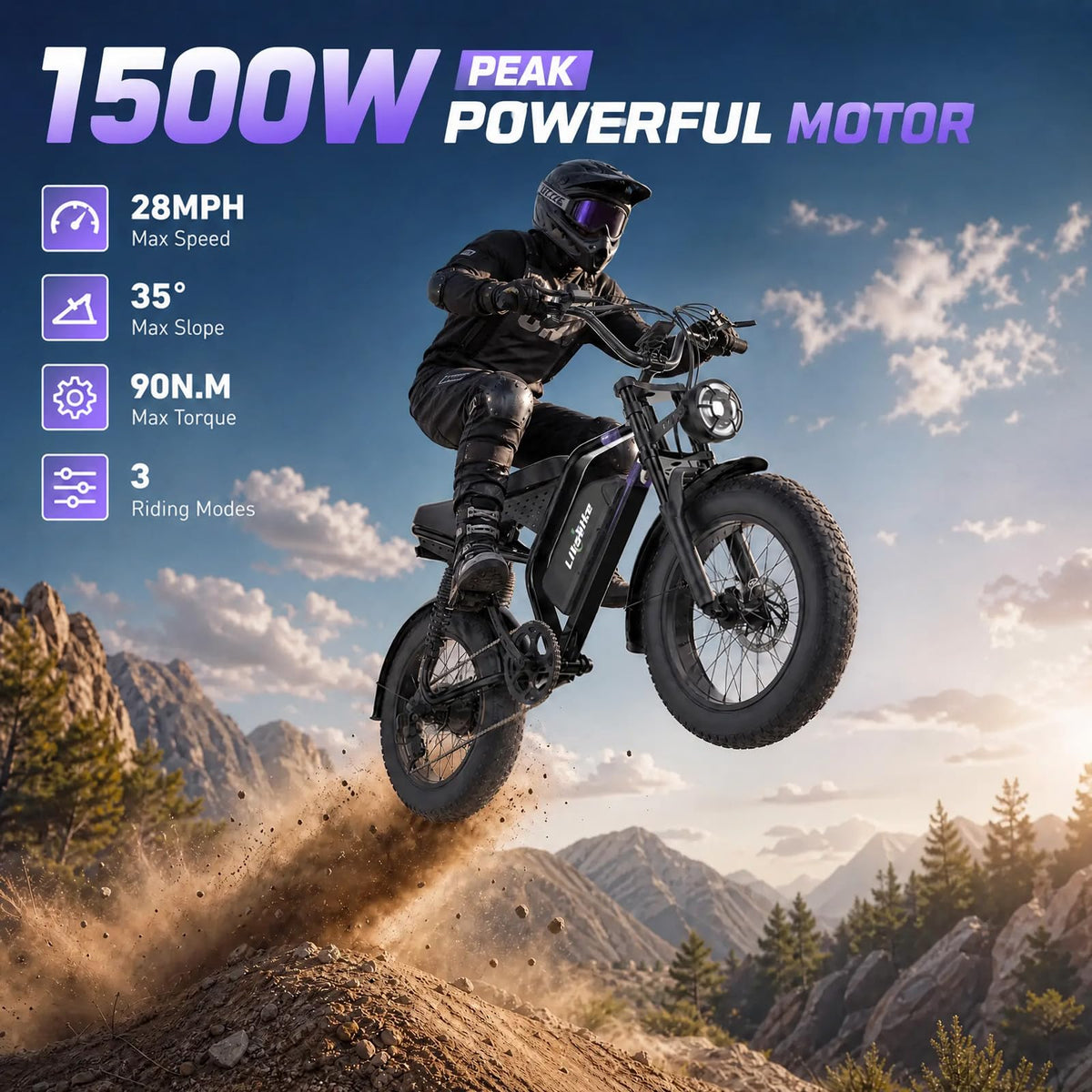 1500W 80 Miles 48V 20AH Electric Bike B190