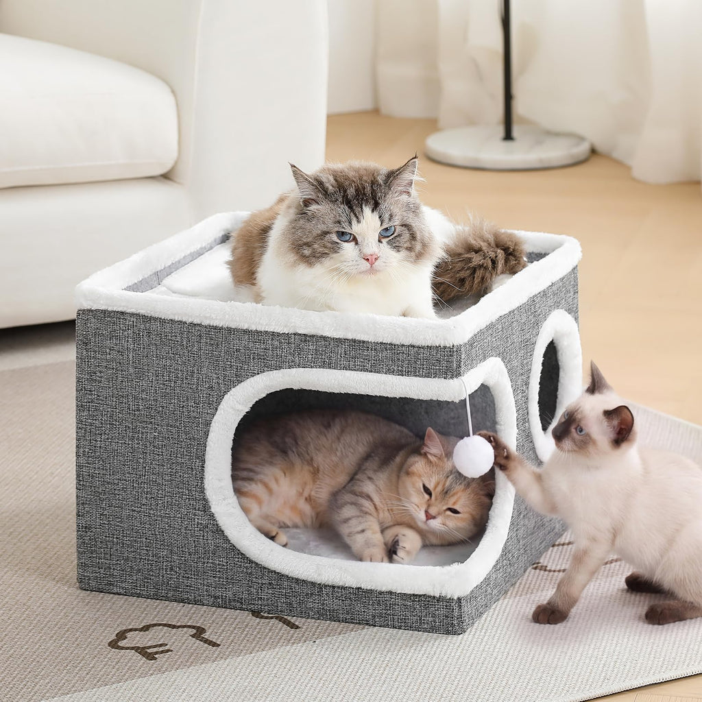 Large Covered Cat Bed Cave, Grey, 16in L942
