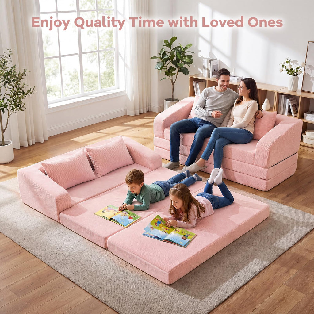 61" Pink Convertible Futon Sofa Bed T415284
