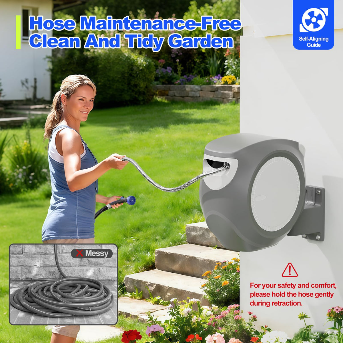 100 FT Stainless Steel Garden Hose Reel O84506