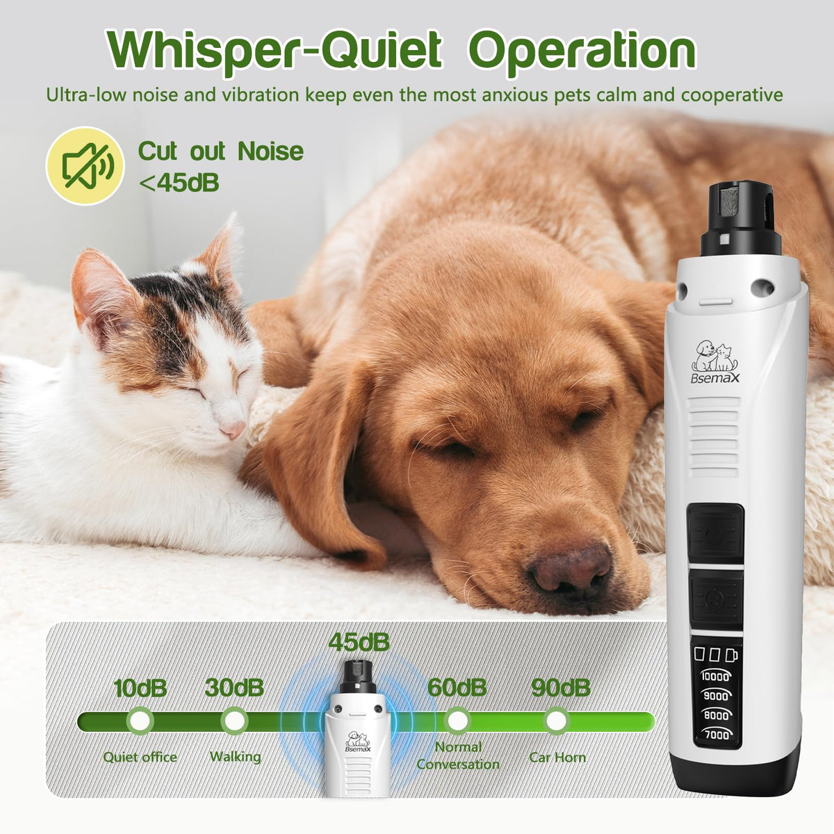 4-Speed Rechargeable Quiet Electric Dog Nail Grinder B963837