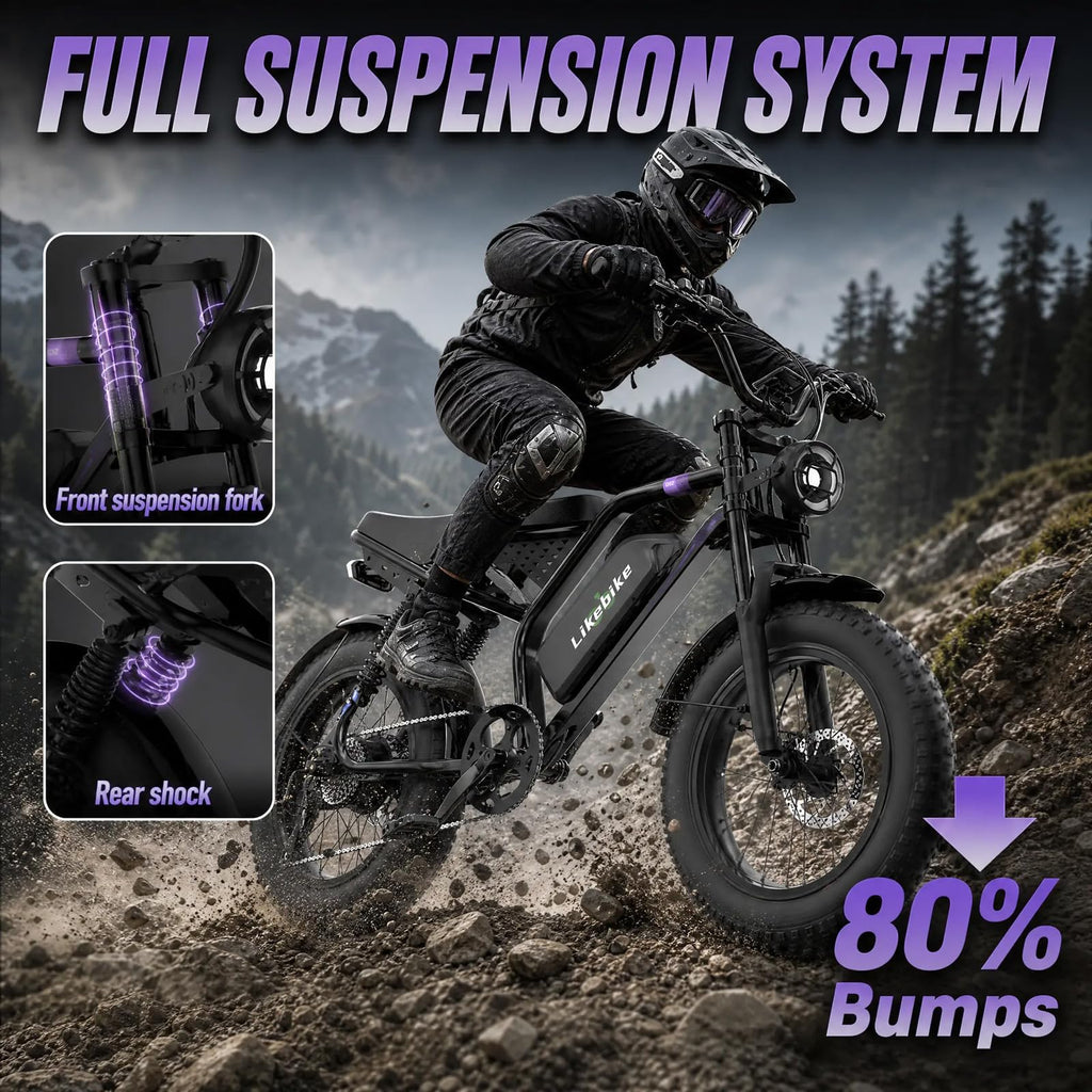 1500W 80 Miles 48V 20AH Electric Bike B190