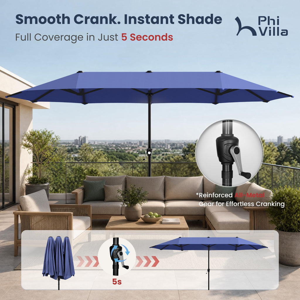 13ft Navy Rectangle Outdoor Patio Umbrella Q901300
