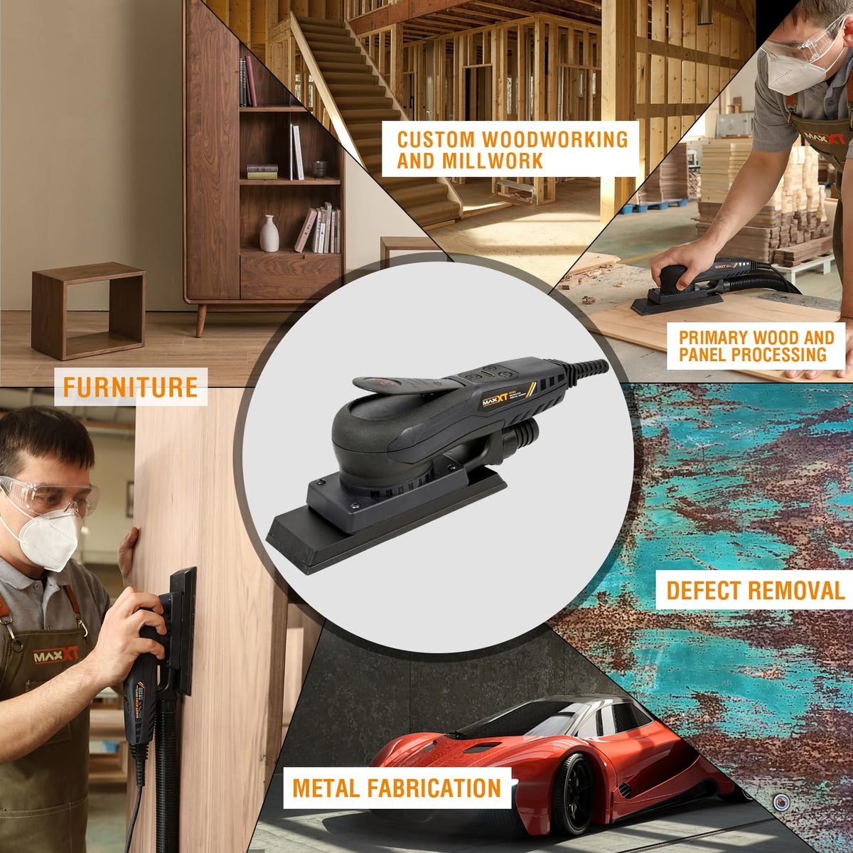 Brushless 3mm Orbital Sander 350W Variable Speed with 10 Sanding Paper H919421