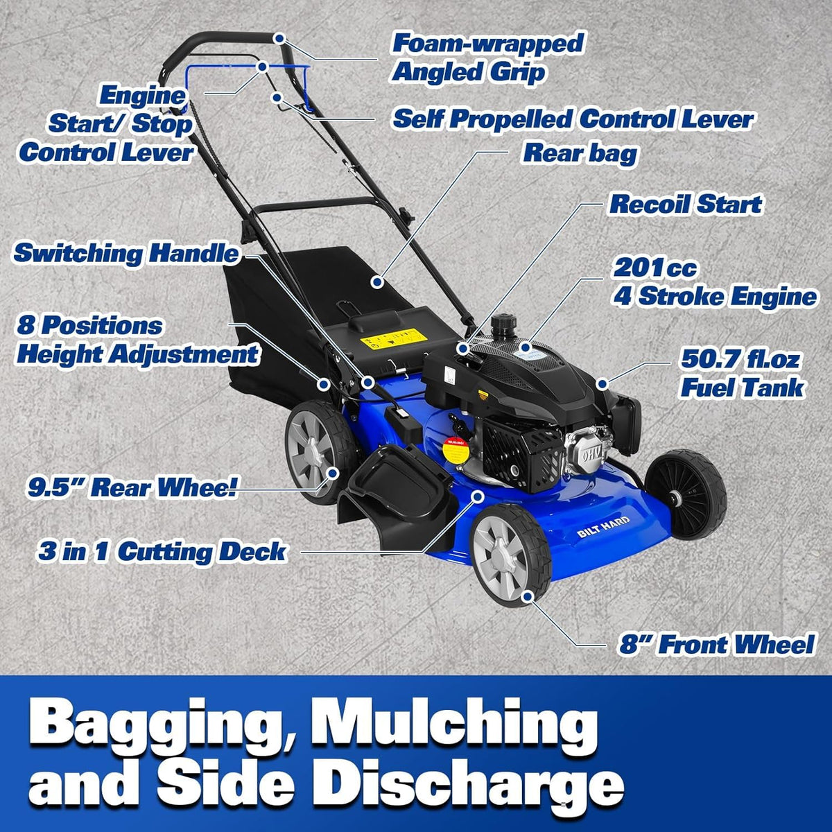 21" Self Propelled Gas Lawn Mower G6589