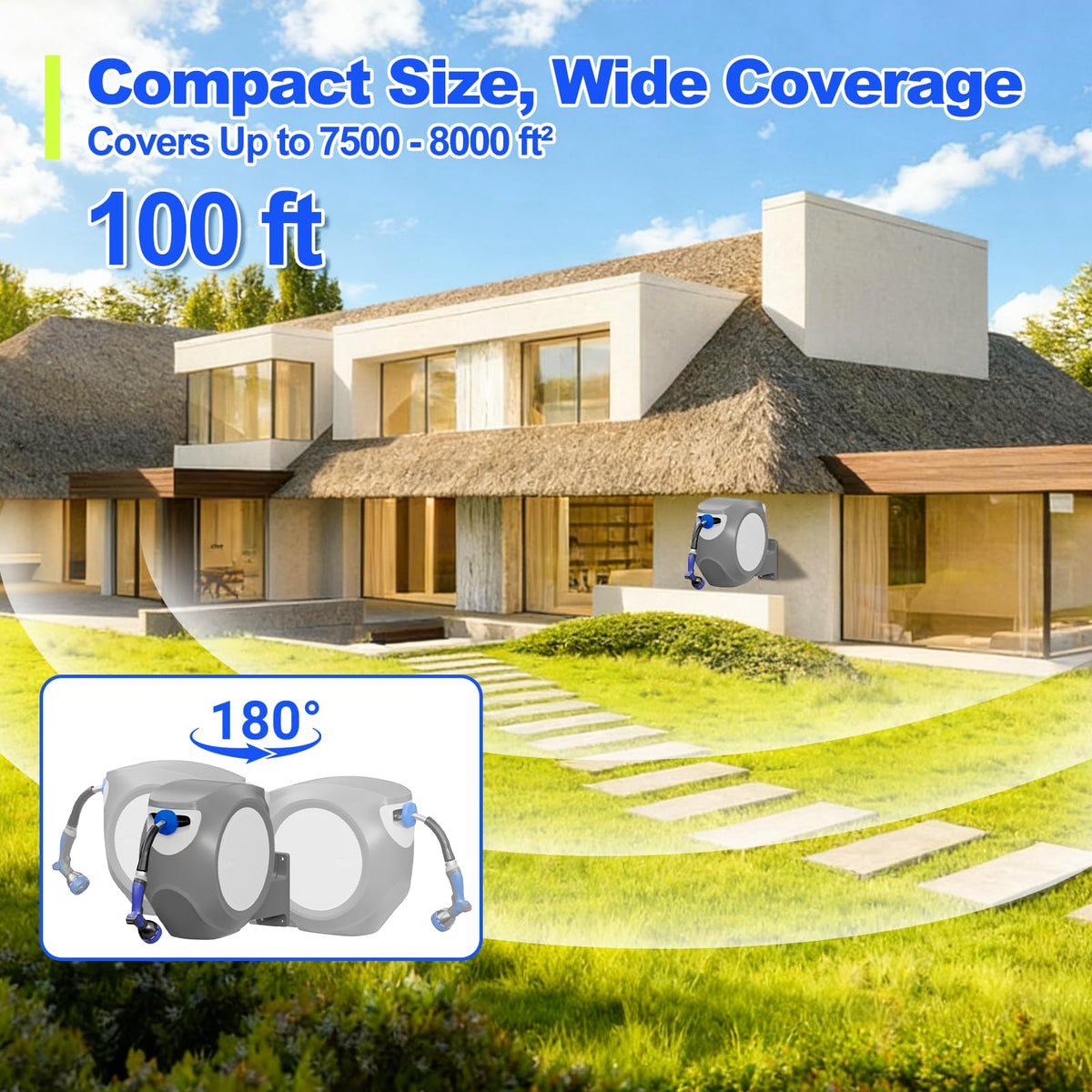 100 FT Stainless Steel Garden Hose Reel O84506
