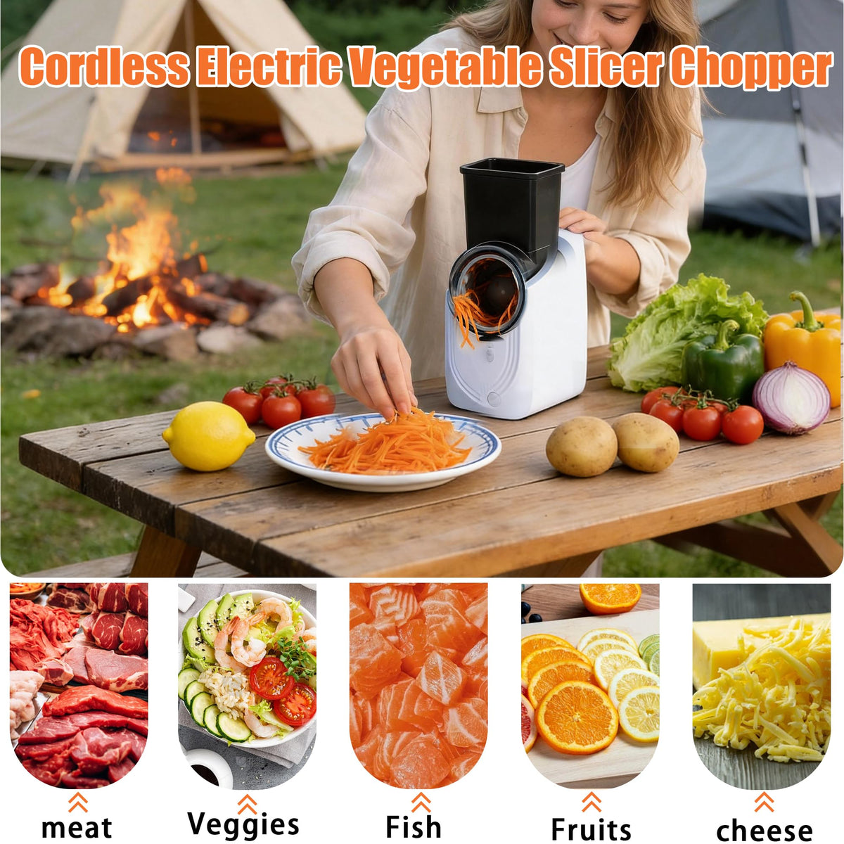 Cordless Electric Vegetable Slicer Chopper & Cheese Grater Y423