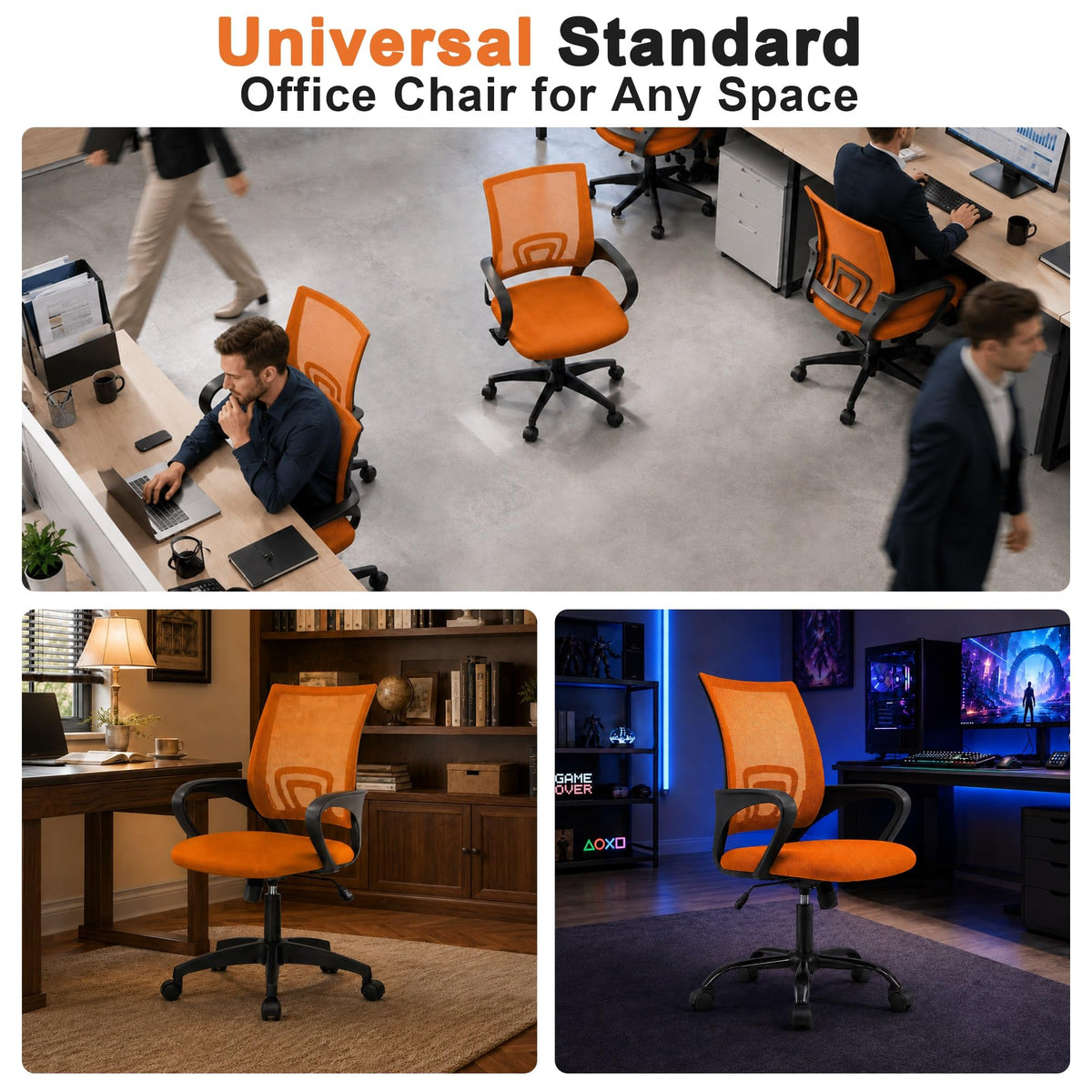 Orange Mesh Ergonomic Office Chair with Lumbar Support Y5697