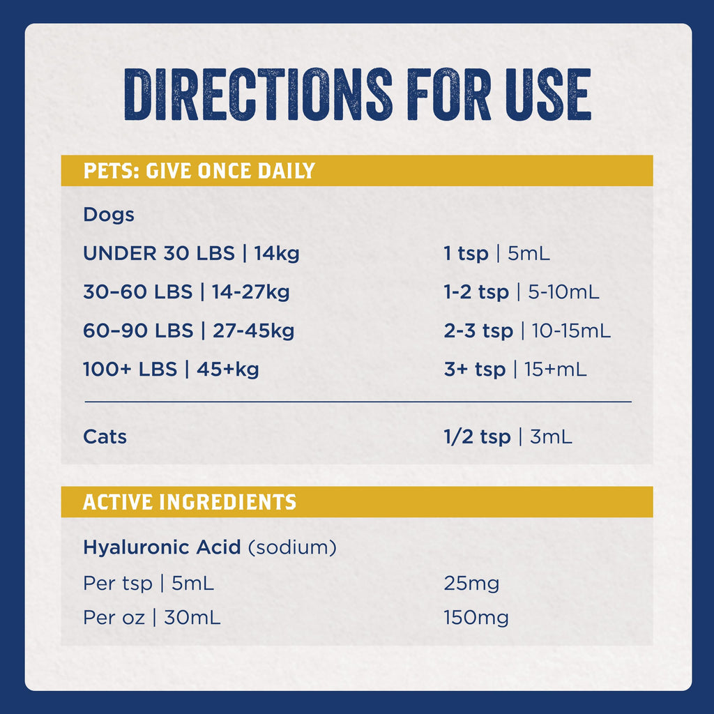 Hyaluronic Acid Hip & Joint Supplement for Dogs & Cats, 16 oz O25469