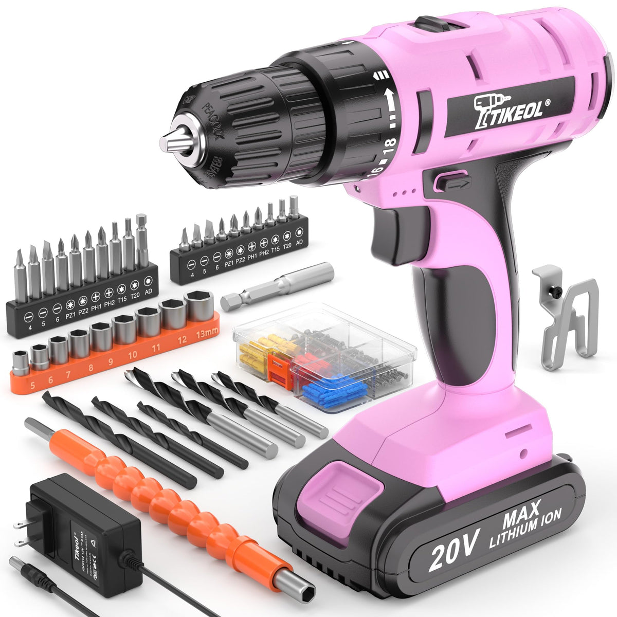 20V Cordless Pink Drill Set with Battery & Charger Q31148