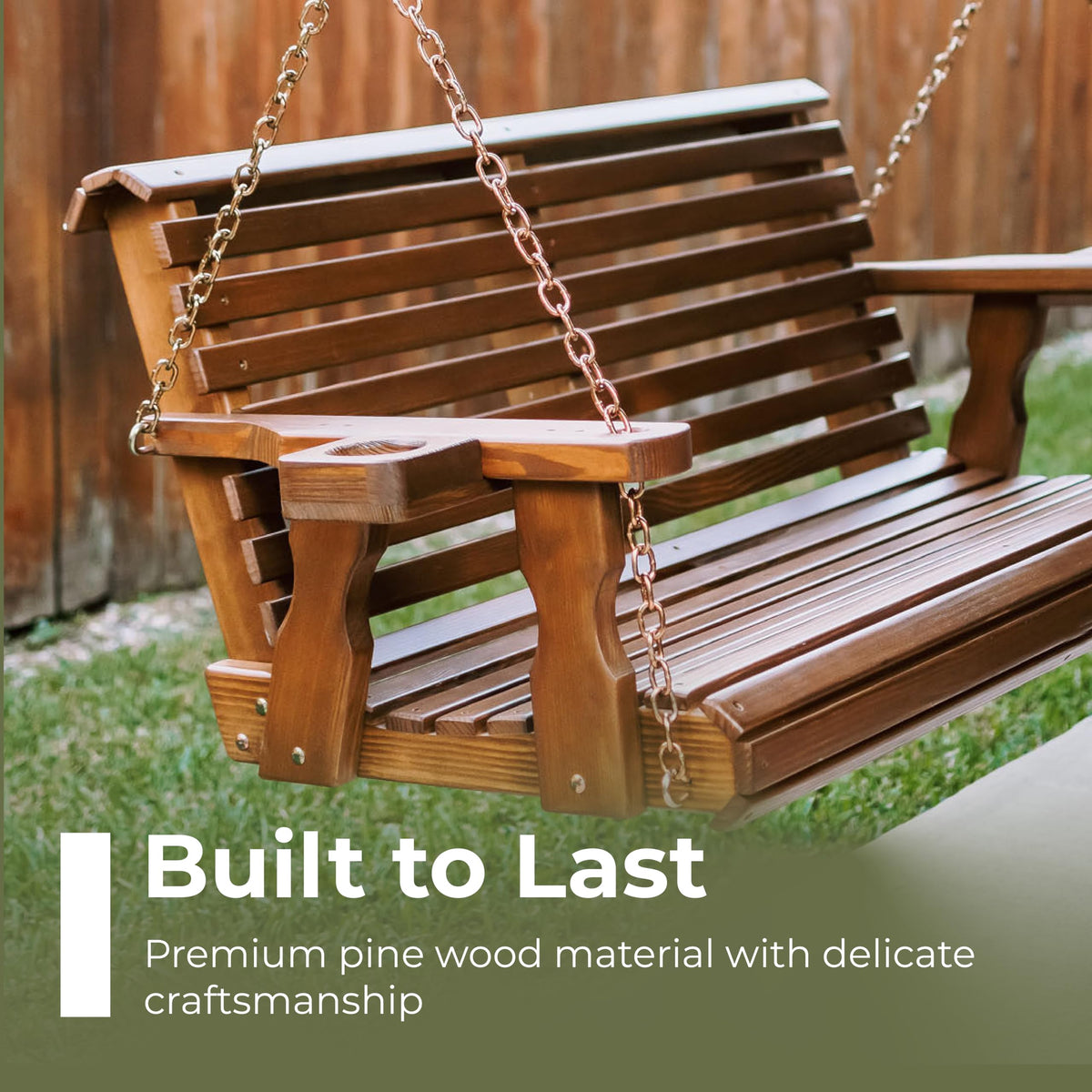 Heavy Duty 700 Lb Capacity Porch Swing with Cup Holders, 5 Foot F256