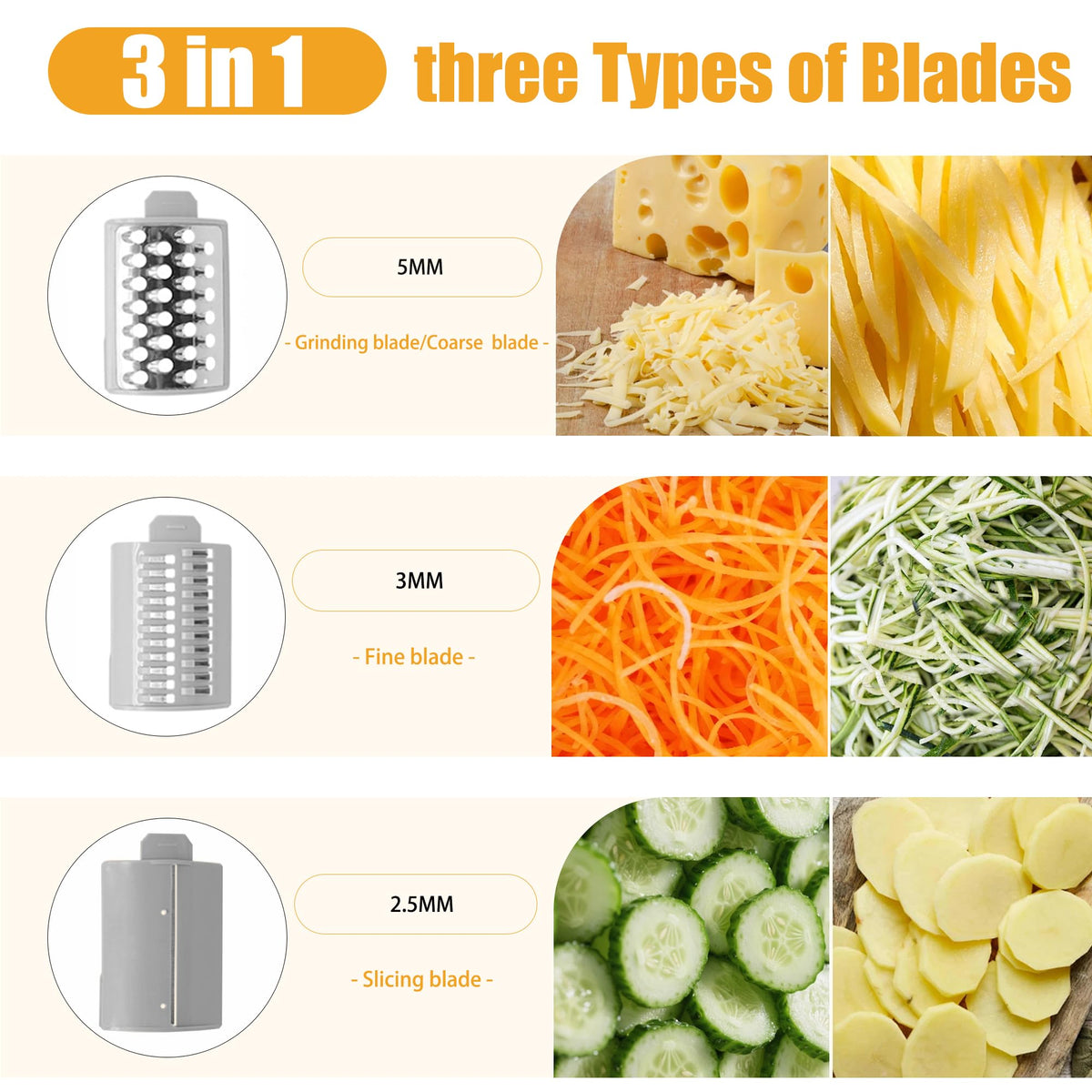 Cordless Electric Vegetable Slicer Chopper & Cheese Grater Y423
