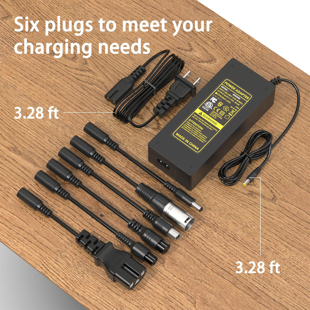 42V 2A Electric Scooter Charger with 7-in-1 Plugs J7536