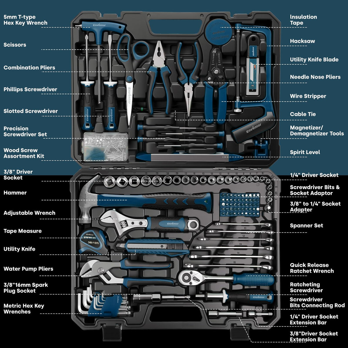 220 Pieces Blue Tool Set with Molded Storage Case A974181