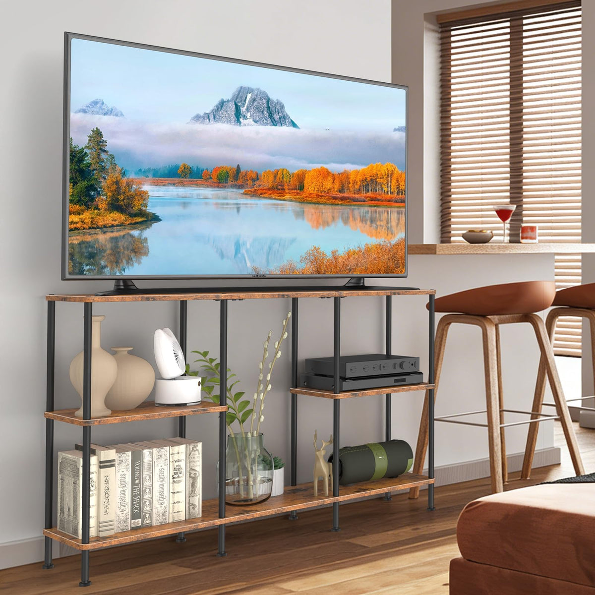 Tall 3 Tier TV Stand with Storage M7037