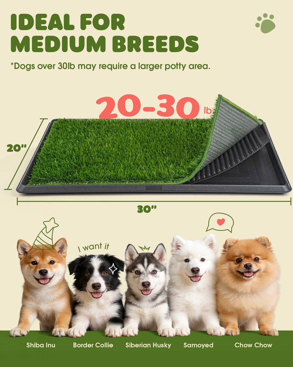 3 Layer Dog Grass Pad with Tray 30" x 20" I964068