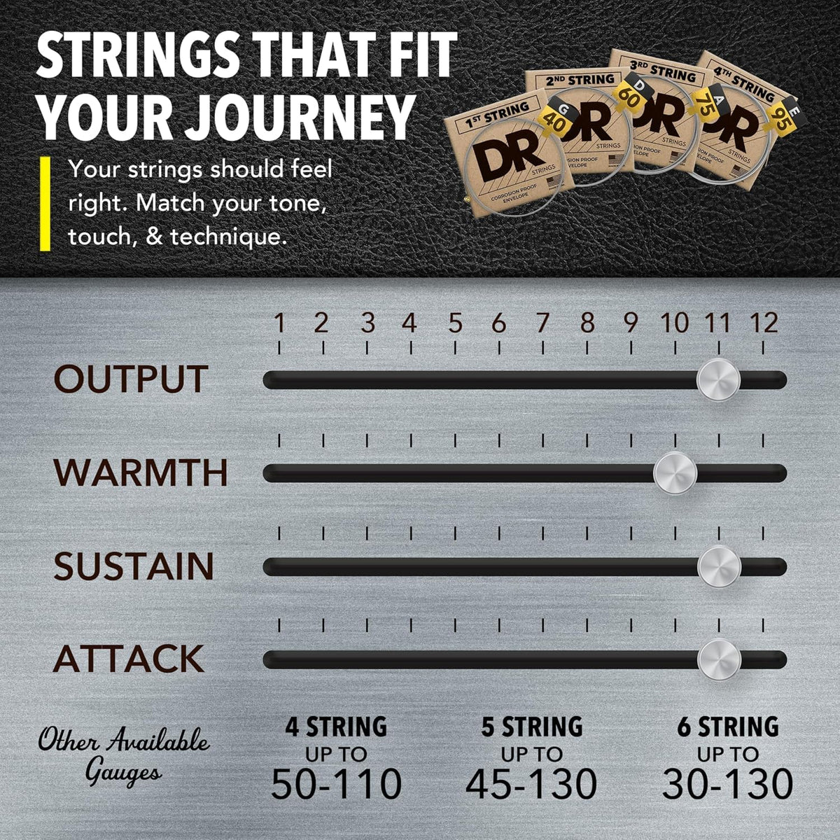 Stainless Steel Bass Strings 45-105 Short I295