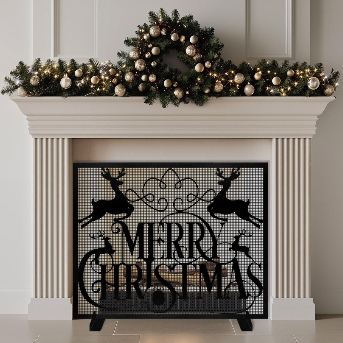 Christmas Fireplace Screen N721