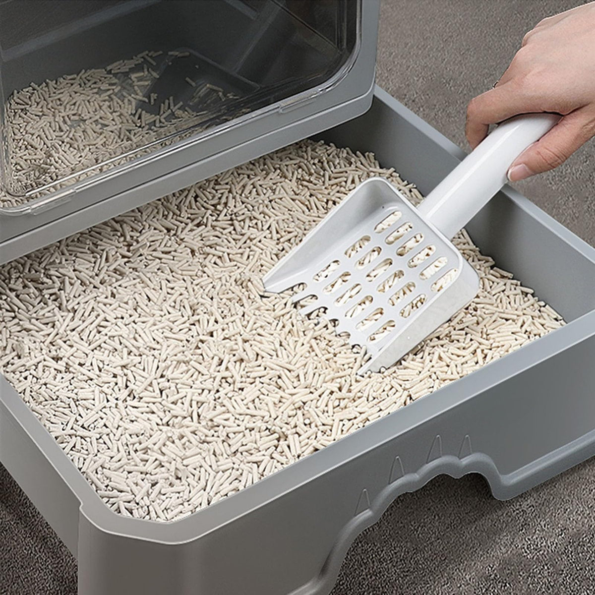 Foldable Enclosed Cat Litter Box with Lid Q63064