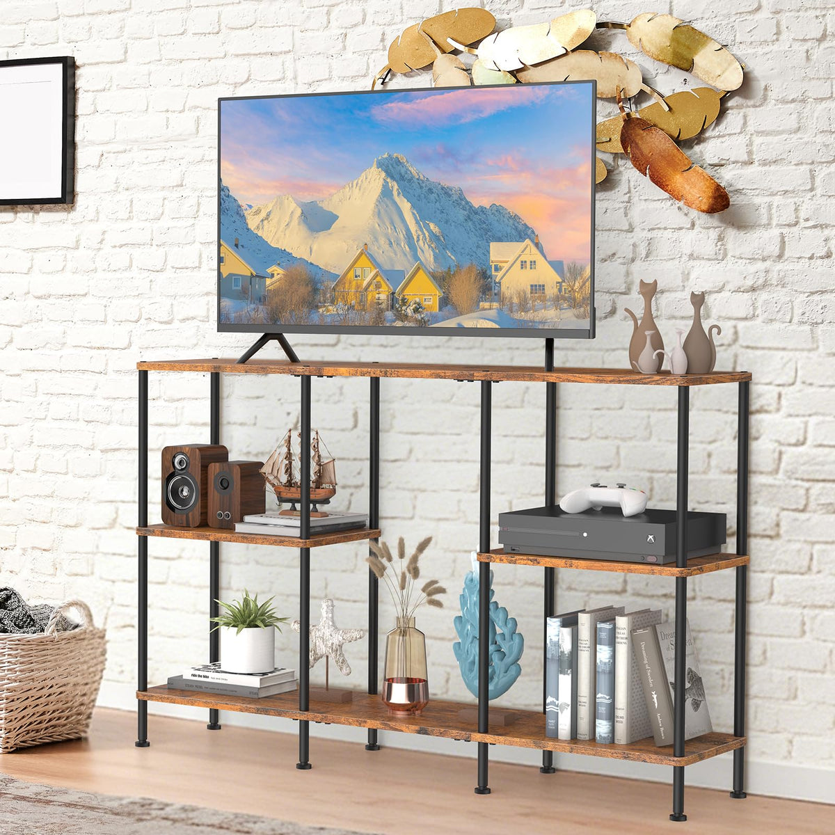 Tall 3 Tier TV Stand with Storage M7037