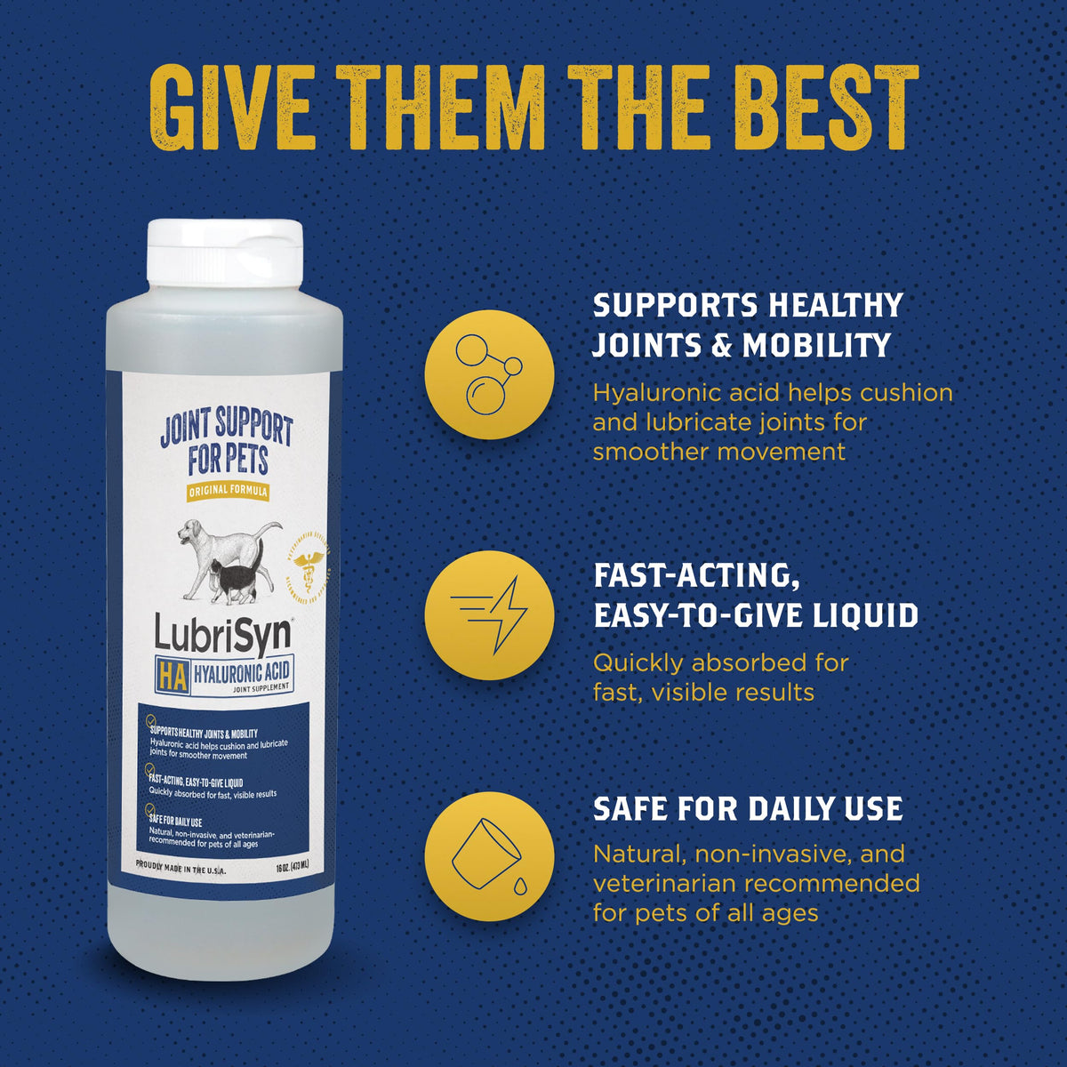 Hyaluronic Acid Hip & Joint Supplement for Dogs & Cats, 16 oz O25469