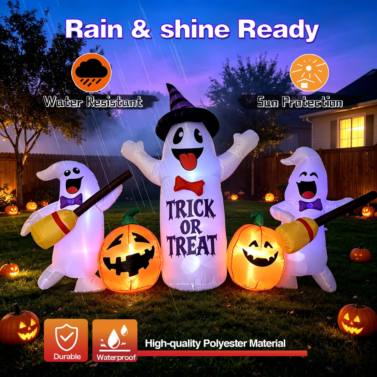 8FT LED Inflatable Ghosts with Pumpkins Y418
