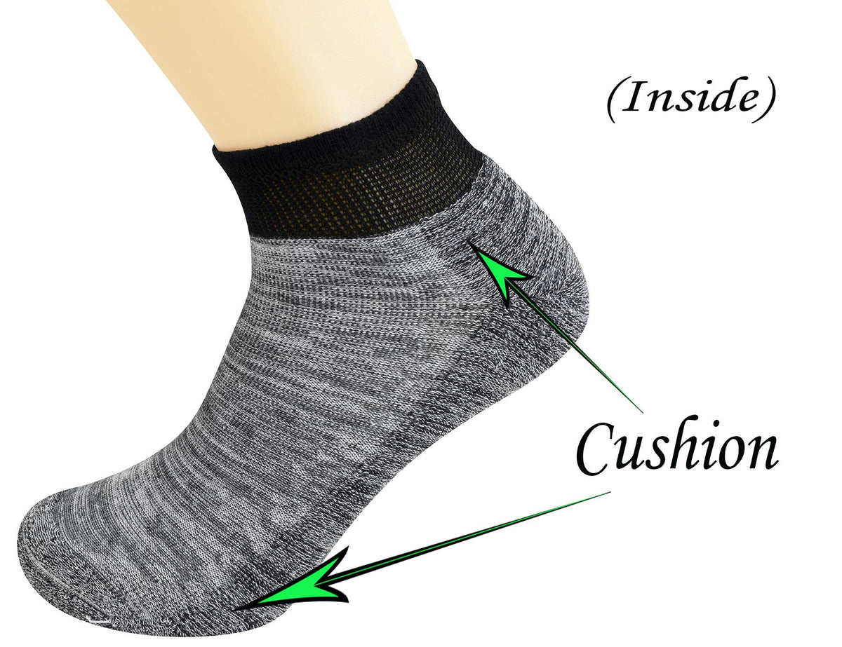 Men's 5 Pairs Low Cut Diabetic Socks with Cushion Sole and Seamless Toe N227774
