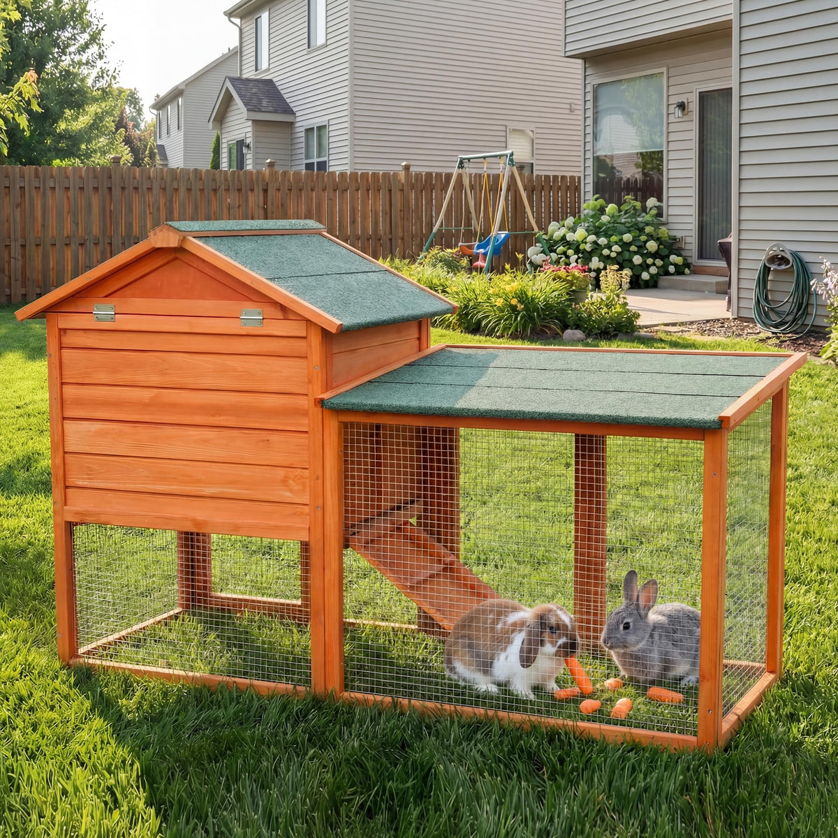 Large Outdoor Indoor Wooden Rabbit Hutch T7001