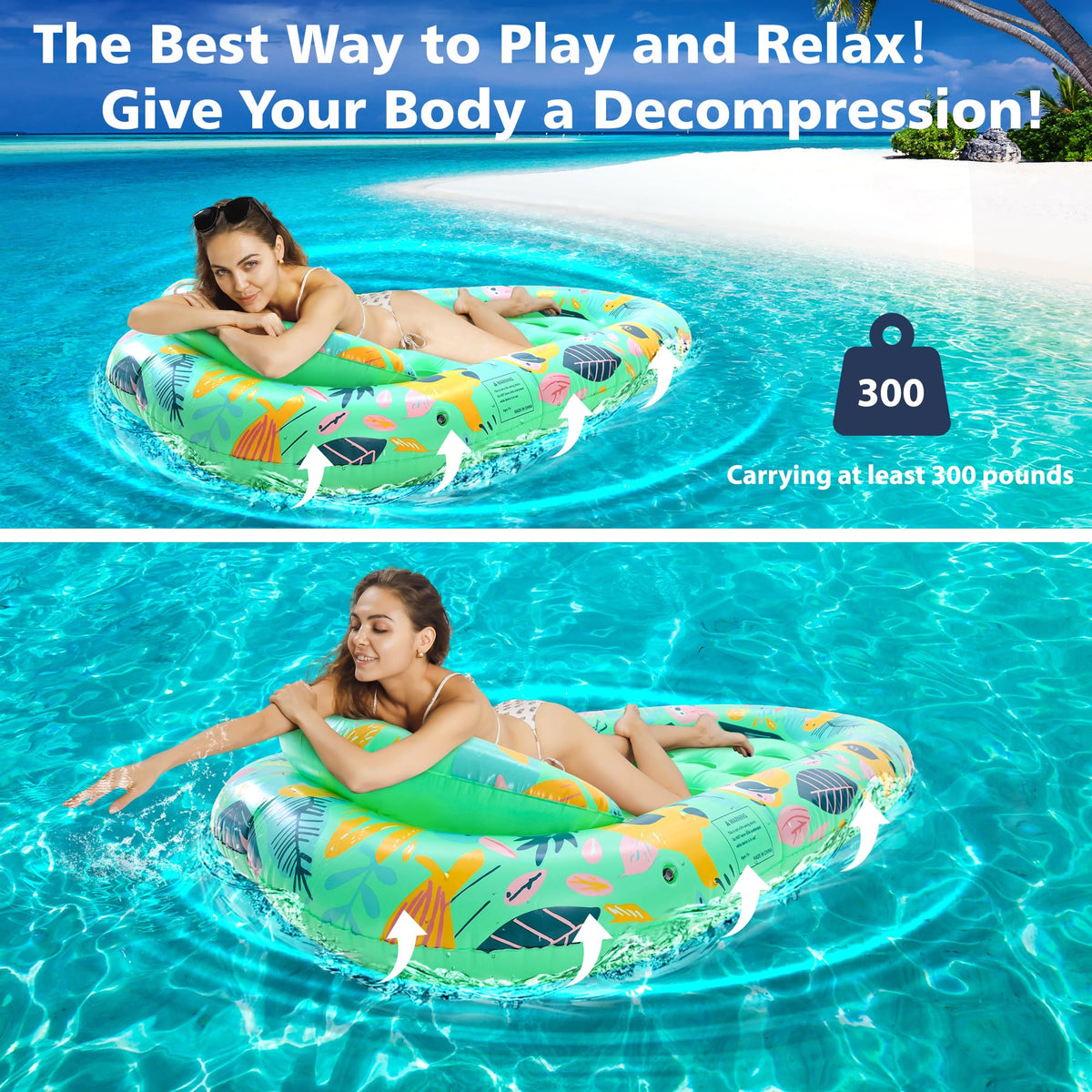 4 Pack Inflatable Pool Float Lounger with Headrest M22284