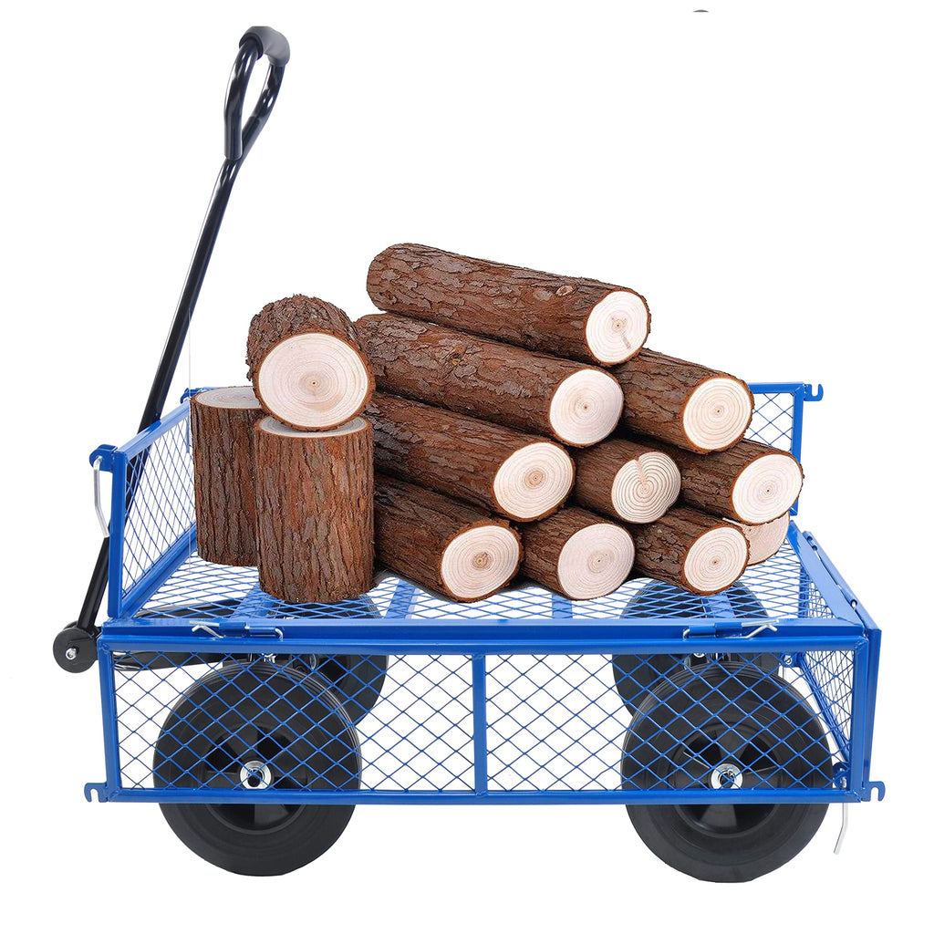 10" Flat Free Steel Garden Wagon Cart with Mesh A585