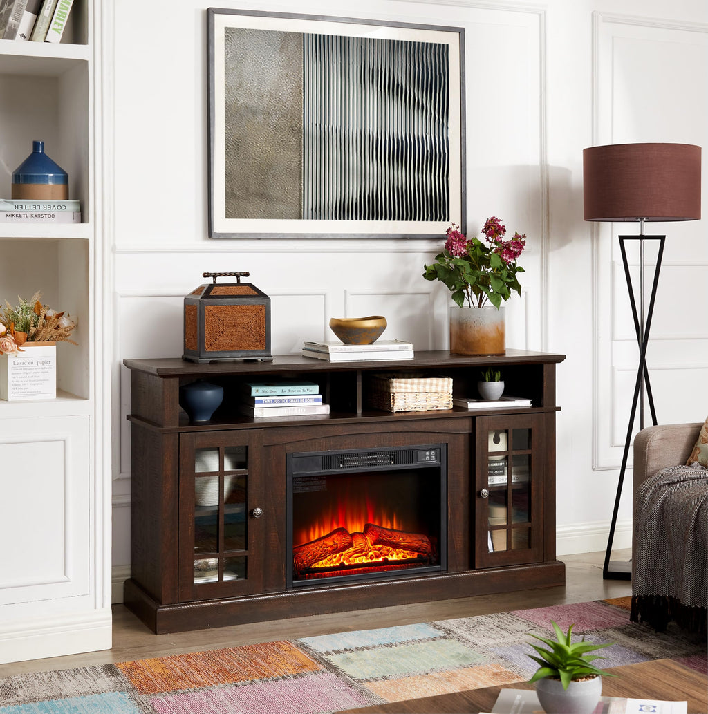 58-Inch Espresso Fireplace TV Stand A13339
