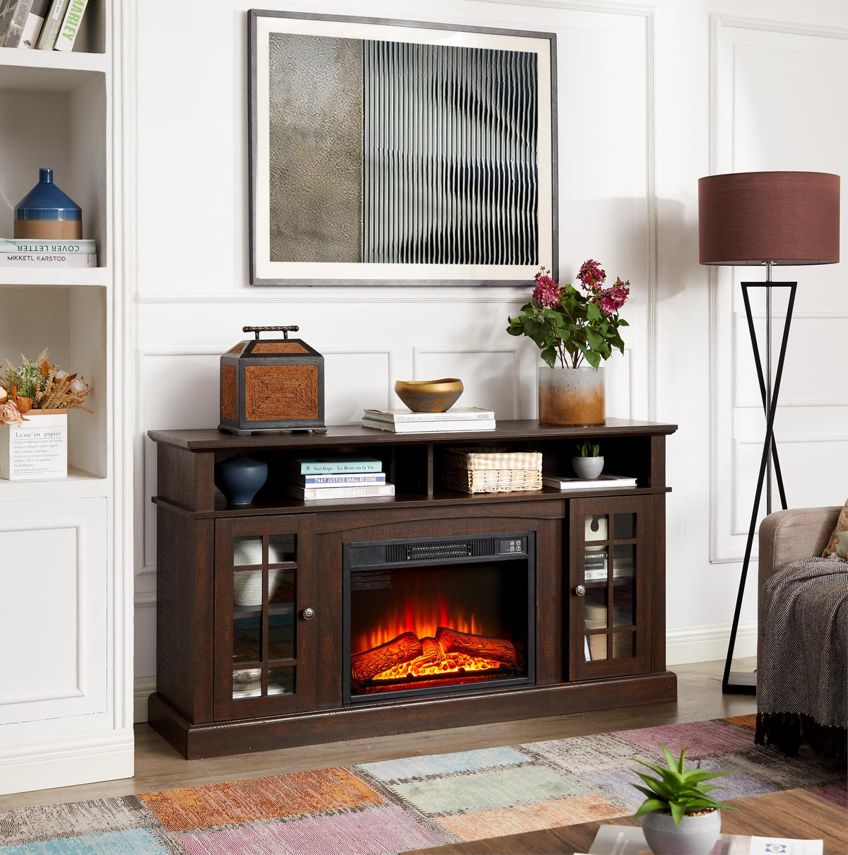 58-Inch Espresso Fireplace TV Stand A13339