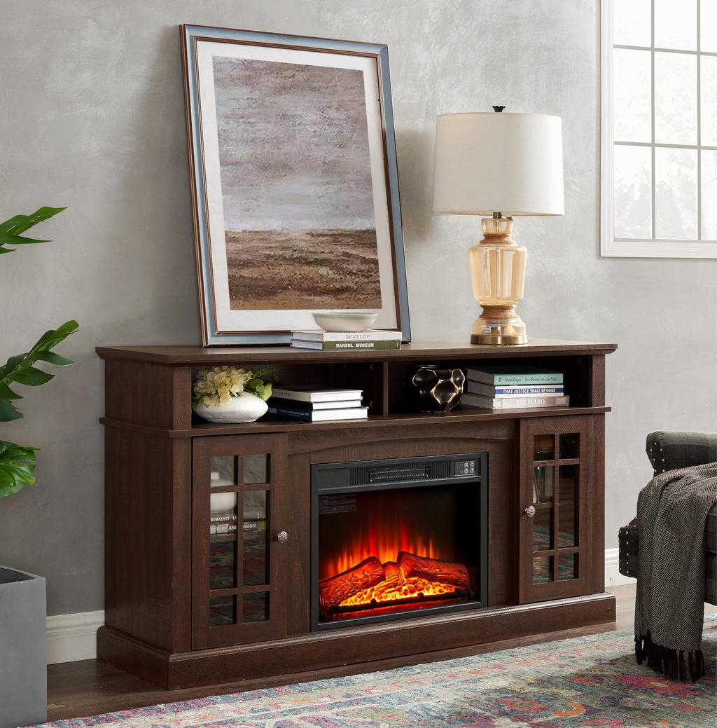 58-Inch Espresso Fireplace TV Stand A13339