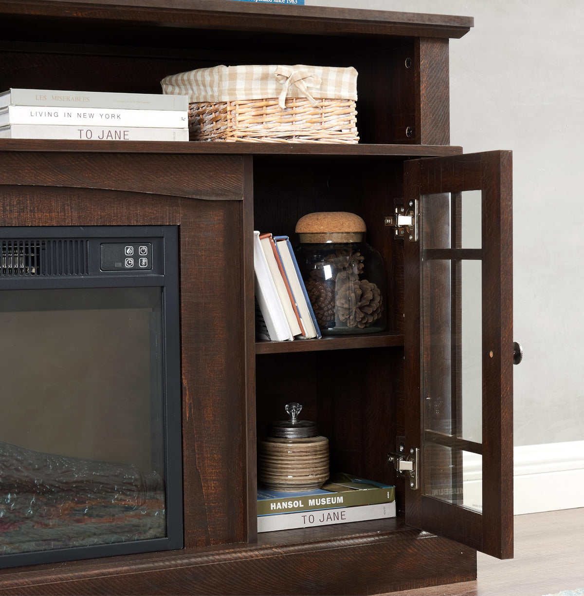 58-Inch Espresso Fireplace TV Stand A13339