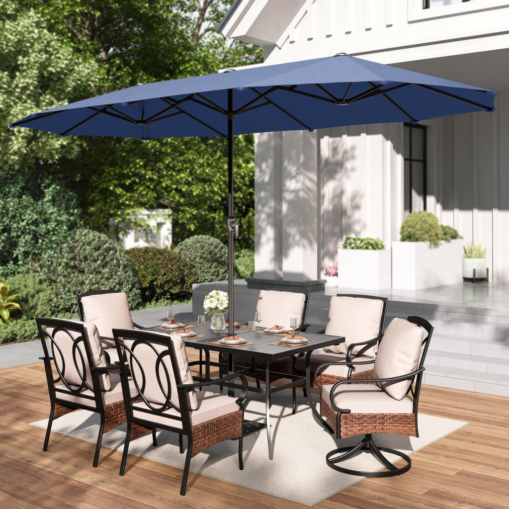13ft Navy Rectangle Outdoor Patio Umbrella Q901300