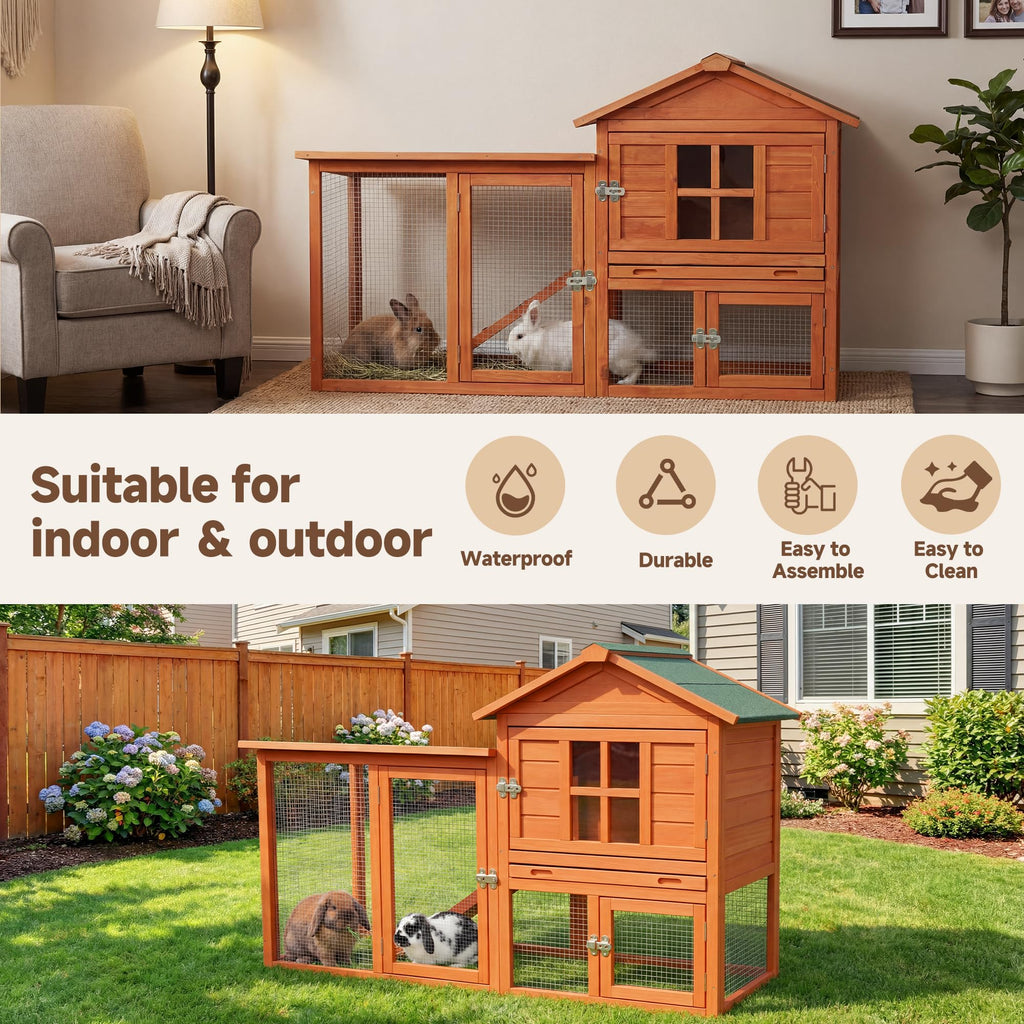 Large Outdoor Indoor Wooden Rabbit Hutch T7001